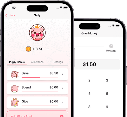 Piggy Bank for Kids app screens